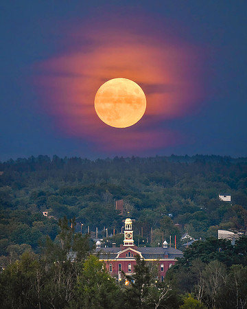 Full Moon Over the Town Clock